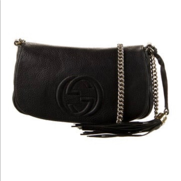 Gucci Handbags - Black Gucci Crossbody Soho classic GG 
Gold chain leather
